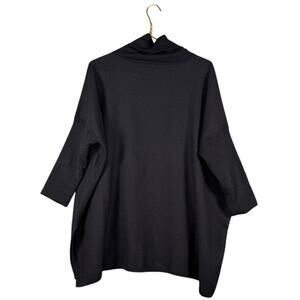 Cuyana Baby Alpaca Wool Black Turtleneck Sweater Oversized Boxy Lagenlook | XL